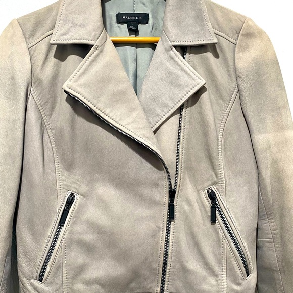Halogen grey suede leather zip front jacket size S - Picture 4 of 6